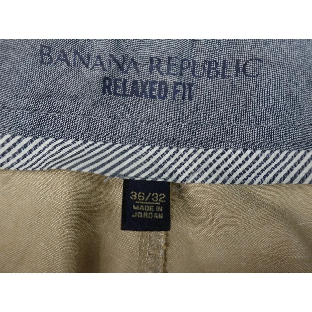 Banana Republic Pants Mens 36x32 Tan Relaxed Fit Linen Cotton Chino
